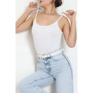 Viskon İp Askılı Çıtçıtlı Atlet Beyaz - 3500.2127.