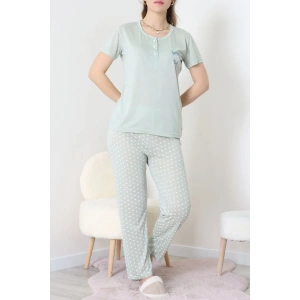 Viskon Kumaş Kısa Kol Pijama Takımı Mint1 - 31859.2123.