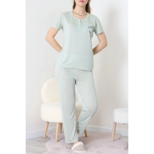 Viskon Kumaş Kısa Kol Pijama Takımı Mint1 - 31859.2123.