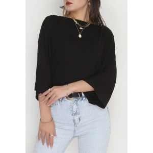 Viskon Ribana Yarasa Kol Bluz Siyah - 43563.1254.