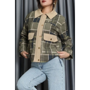 Yaka Detay Ekose Ceket Zümrüt - 7604.2122.