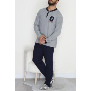 Yakası Düğmeli İnterlok Erkek Pijama Takımı Boyalıgri - 52078.1050.