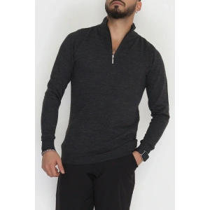 Yakası Fermuarlı Erkek Triko Antrasit - 2540.2052.