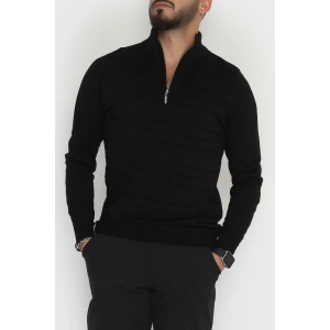 Yakası Fermuarlı Erkek Triko Siyah - 2550.2052.