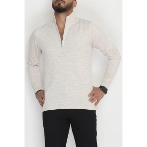 Yakası Fermuarlı Erkek Triko Taş - 2540.2052.