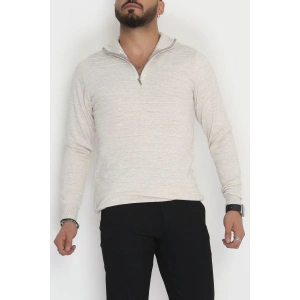 Yakası Fermuarlı Erkek Triko Taş - 2550.2052.