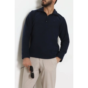 Yakası Fermuarlı Polar Erkek Sweat Lacivert - 42556.1937.