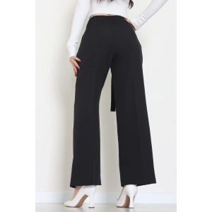 Yan Bağlama Detaylı Dabıl Kumaş Pantolon Siyah - 51611.683.