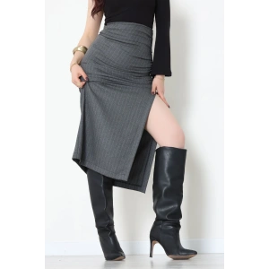 Yan Büzgülü Etek Füme - 60565.2126.