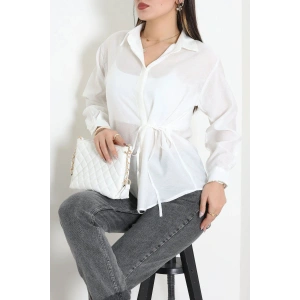 Yandan Bağlamalı Tensel Gömlek Beyaz - 8055.1437.