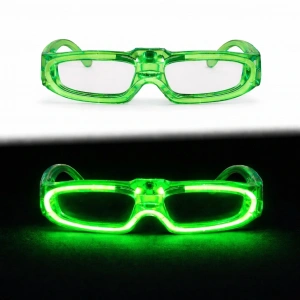 Yeşil Led Işıklı Parti Gözlüğü 3 Modlu – Glow  Gece Eğlence Gözlüğü