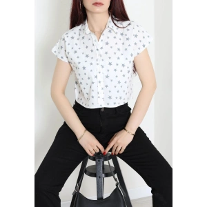 Yıldız Desenli Poplin Gömlek Beyaz - 44020.2131.