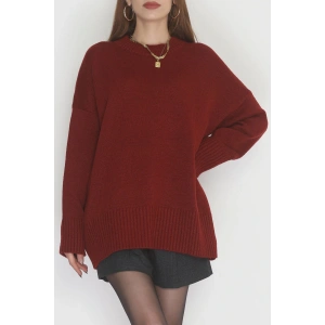 Yumuşak Dokulu Triko Kazak Bordo - 51048.1765.