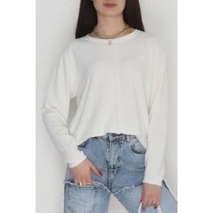 Yün Çilek Büyük Beden Bluz Ekru - 51065.2114.