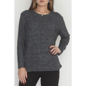 Yün Çilek Büyük Beden Bluz Füme - 51065.2114.