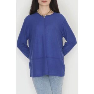 Yün Çilek Büyük Beden Bluz Saks - 51065.2114.