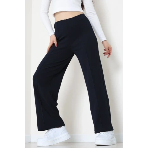 Zra Krep Lastikli Çımalı Pantolon Lacivert - 51251.1837.