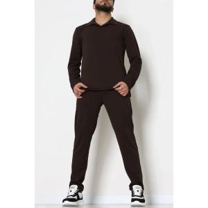 Zra Krep Polo Yaka Erkek Takım Acıkahve - 42187.1937.
