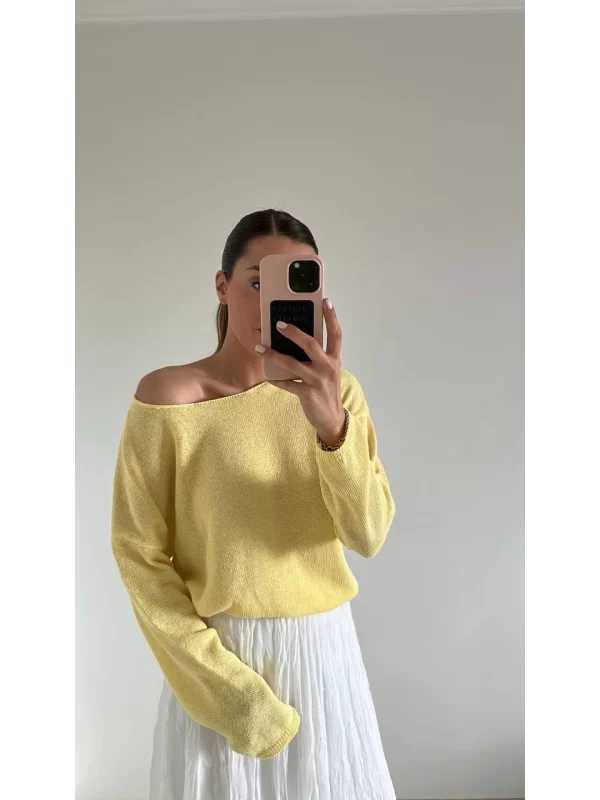 Sarı Dökümlü Merserize Kadın Bluz