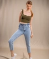 Lastik Detaylı Slim Fit Jeans - MAVİ