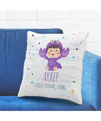 Akrep Burcuna Özel Tasarımlı Sevimli Yastık Kılıfı