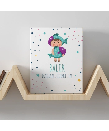Balık Burcuna Özel Tasarım Kanvas  Tablo