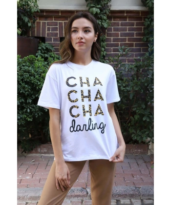 Baskılı Tişört-BEYAZ