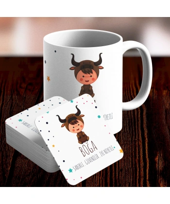 Boğa Burcu Özel Sevimli Kupa ve Altlık Seti