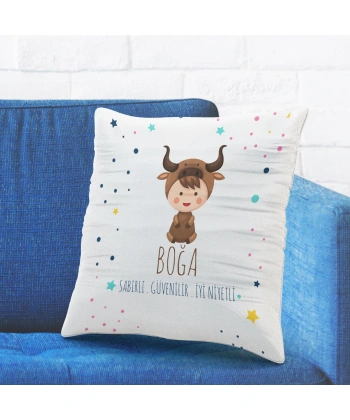 Boğa Burcuna Özel Tasarımlı Sevimli Yastık Kılıfı