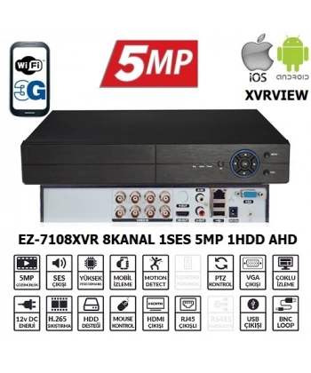 EZCOOL EZ-7108XVR 8CH 5MP KOAKSIYEL SES XVRVIEW