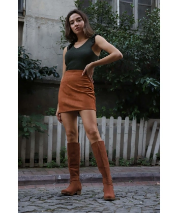 Fırfır Detaylı Triko Bluz - HAKİ