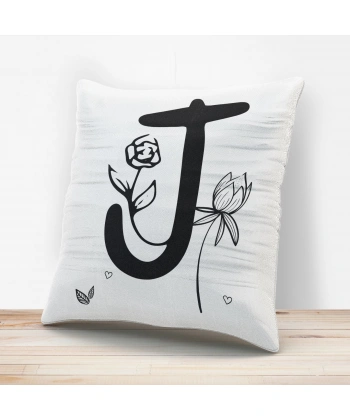 J Harfi Tasarımlı Yastık Kılıfı