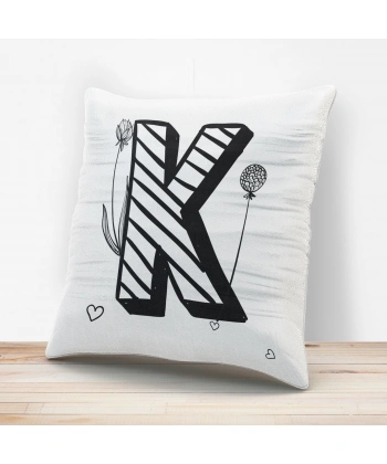 K Harfi Tasarımlı Yastık Kılıfı
