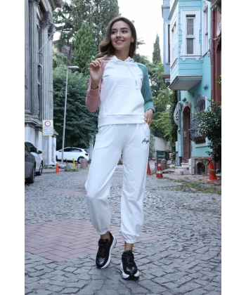 Kanguru Cepli Sweatshirt - BEYAZ