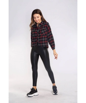 Kesik Uçlu Ekose Gömlek-SİYAH