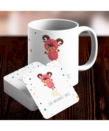 Koç Burcu Özel Sevimli Kupa ve Altlık Seti