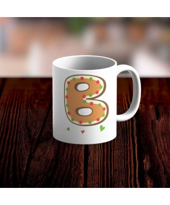 Özel Tasarım B Harfi Beyaz Kupa Bardak