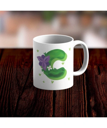 Özel Tasarım C Harfi Beyaz Kupa Bardak