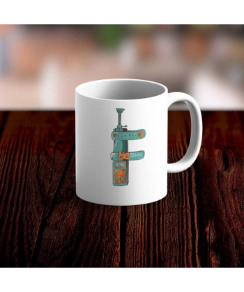 Özel Tasarım F Harfi Beyaz Kupa Bardak