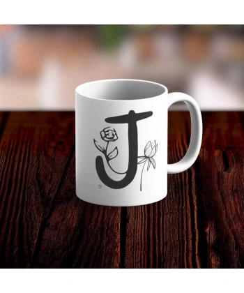 Özel Tasarım J Harfi Beyaz Kupa Bardak