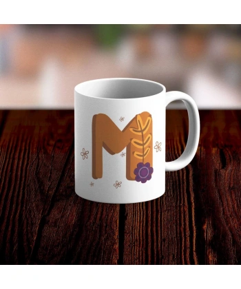 Özel Tasarım M Harfi Beyaz Kupa Bardak