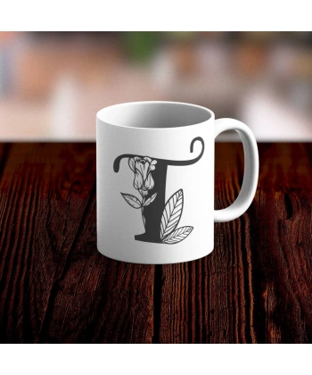 Özel Tasarım T Harfi Beyaz Kupa Bardak