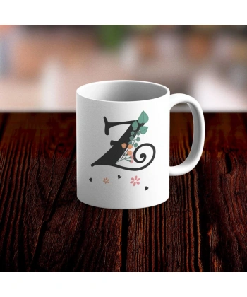 Özel Tasarım Z Harfi Beyaz Kupa Bardak