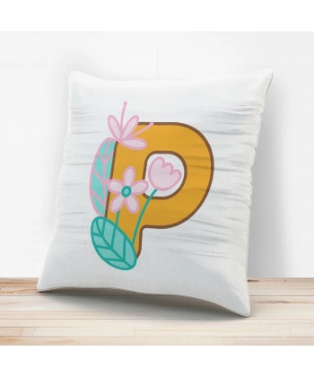 P Harfi Tasarımlı Yastık Kılıfı