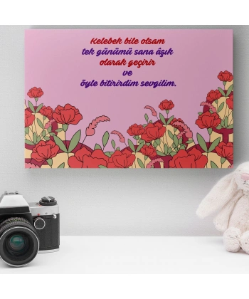 Romantik Tasarımlı Mini Kanvas Tablo - No1