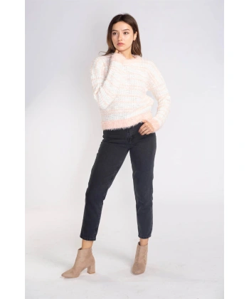 Sakallı Örgü Kazak-BEYAZ