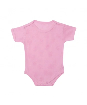 Sevi Bebe Jakarlı Yarım Kollu Body - Pembe 12 Ay