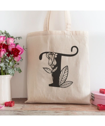 T Harfi Tasarımlı Alışveriş Plaj Bez Çanta