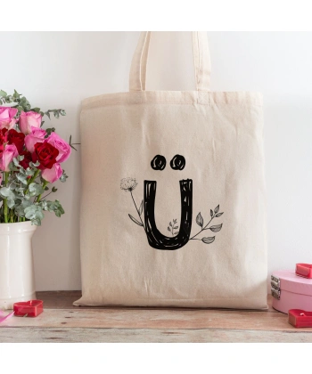 Ü Harfi Tasarımlı Alışveriş Plaj Bez Çanta