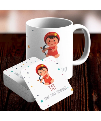 Yay Burcu Özel Sevimli Kupa ve Altlık Seti